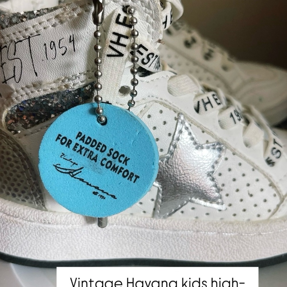 Vintage Havana Kids White Sneakers with Silver Star